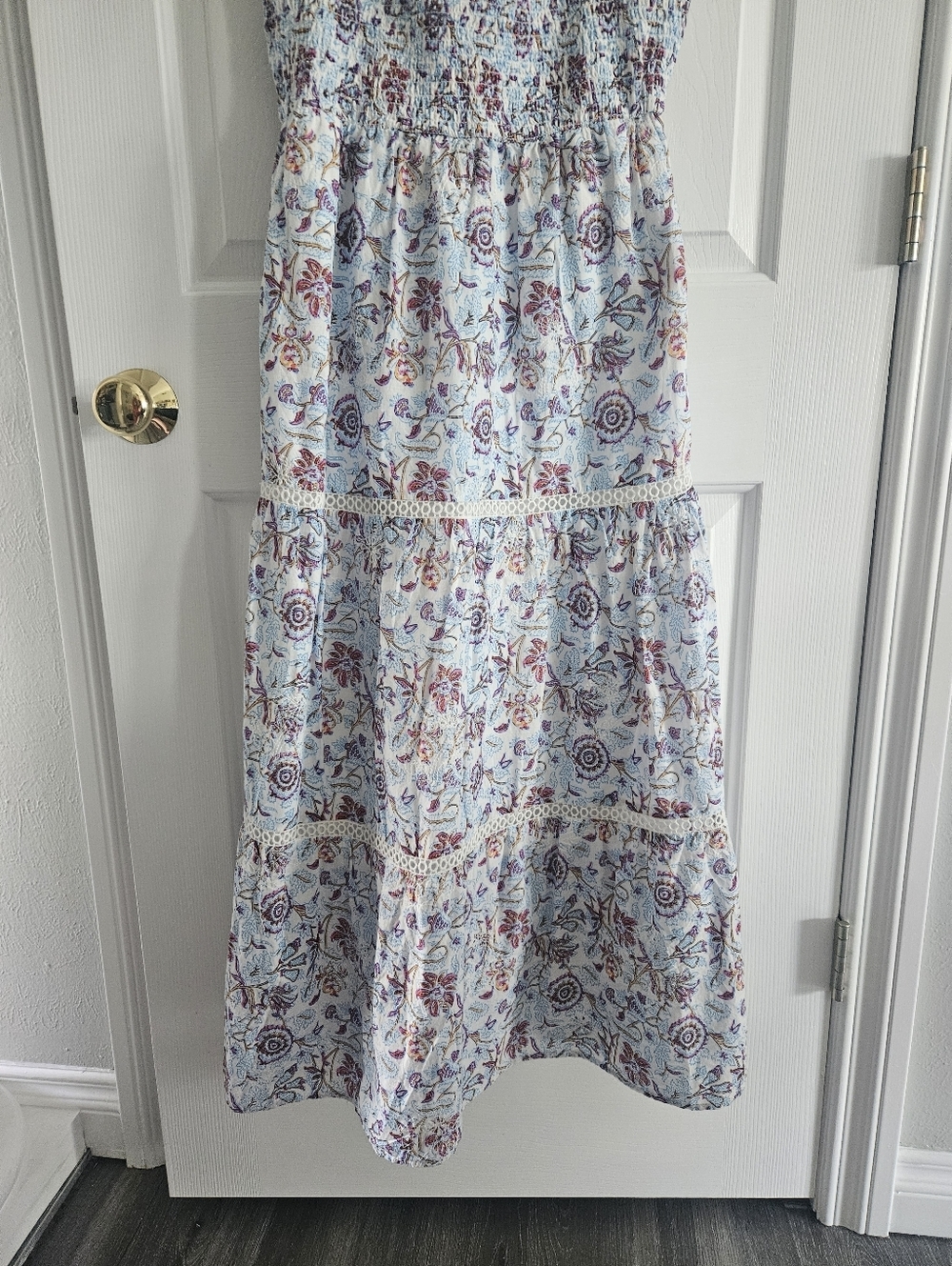 NWOT Target X Roller Rabbit Sketched Floral Tiered Maxi Dress With Tie Straps - Picture 3 of 10